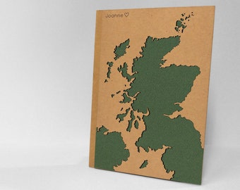 Scotland Travel Journal, Scotland Gift, Kraft Notebook, Recycled Journal, Edinburgh, Glasgow map, Anglo Saxon, Gift for dad and mom