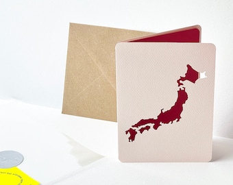 Japan Map Card, Japan Travel Gift, Greeting Card