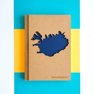 Diario de viaje personalizado de Islandia, cuaderno de Reikiavik, regalo con mapa de Islandia, cuaderno de bocetos A5 hecho a mano en papel kraft, regalo de viaje nórdico