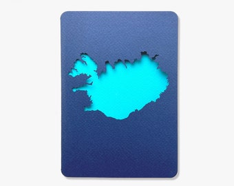 Biglietto mappa Islanda, confezione da 3, regalo di viaggio Islanda, biglietto di auguri