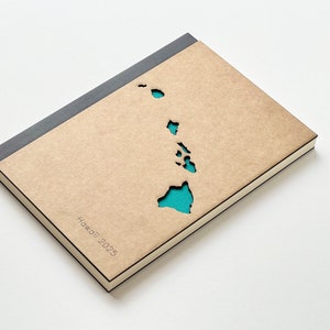 Diário de casamento no Havaí, livro de visitas de casamento no Havaí, diário de mapas do Havaí