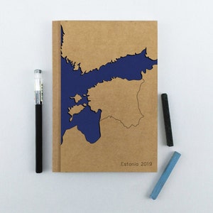 Estland Reisetagebuch, Tallinn Karte Notizbuch, Istland Karte, Ostsee, Istland Reisekarte, personalisiertes Kraft A5 Journal