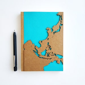 Diario de viaje por Asia, cuaderno con mapas de Asia, regalos para viajeros por Asia