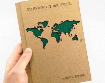 World Map TRAVEL Journal, Custom Personalized Notebook, Custom Bullet Journal and Notebook, Personalized Anniversary Gifts, A5 size Notebook