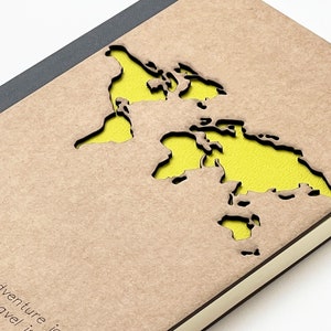 Personalised Travel Journal | World Map Notebook, Architect Designed Adventure Log, A5 Handmade Diary