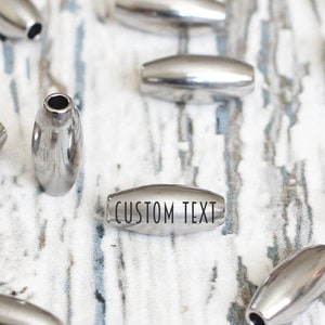 Bead personalized engraved. Custom logo wholesale spacer for bracelet. Laser engraved tag name gift. small silver connector tiny charm