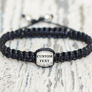 Wrap custom bracelet engraved jewelry. ID name bracelet men personalized gift. Friend bracelet word wholesale order black bracelets dates