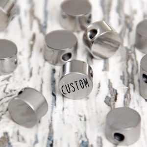 Personalized Stainless Steel Bead Spacers: Engraved Logo, Custom Jewelry (8x5 mm)