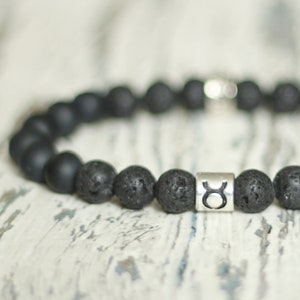 Taurus bracelet zodiac sign taurus jewelry birthday may men zodiac bead bracelets black constellation Celestial gift for him Horoscope