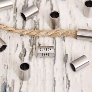 Silver letter beads. Custom small bracelet spacer. Personalized engraved column name. Logo wholesale charm. Gift tiny bead