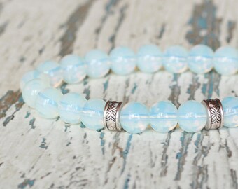 opalite bracelet stacks healing gemstone women power protection opalite chakra beads grade AA women gift her moonstone clear bracelet beaded