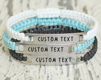 set of 3 bracelets. Custom family jewelry. Personalized gift. Matching distance set. Friendship bracelets bff coordinates