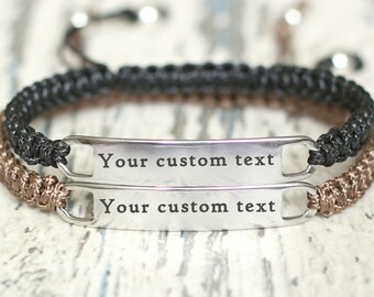 set van 2 armbanden op maat gepersonaliseerd familiebord vriendschapssieraden bff armbanden geweven gegraveerde cadeaus bijpassende datums voor een paar afstanden