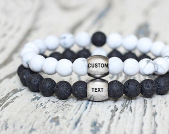 gepersonaliseerde armbanden voor koppels bijpassende armbanden met naam voor paar gegraveerde datum paar sieraden voor hem en haar aangepaste armbanden Altijd voor altijd