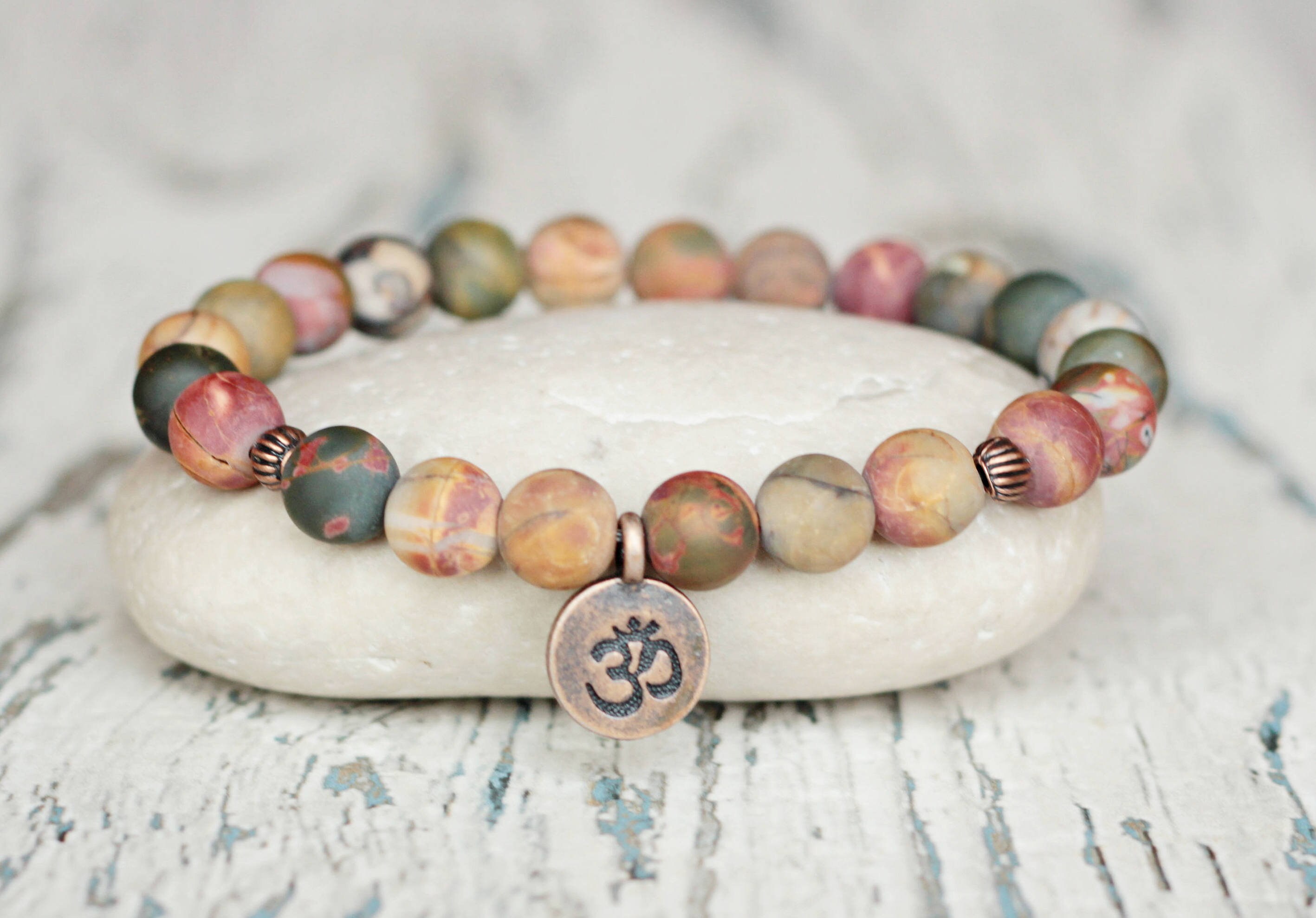 Om Charm Bracelets Ohm Gemstone Jewelry Tibetan Yoga Bracelet Etsy