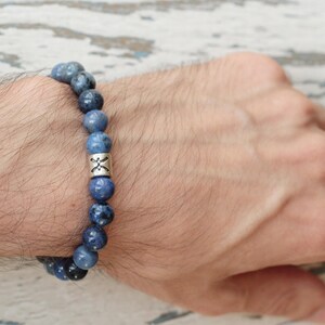 sodalite pisces bracelets blue stone bracelet zodiac beads jewelry zodiac sodalite bracelet for women sis gift Calming pisces gift stretch image 3