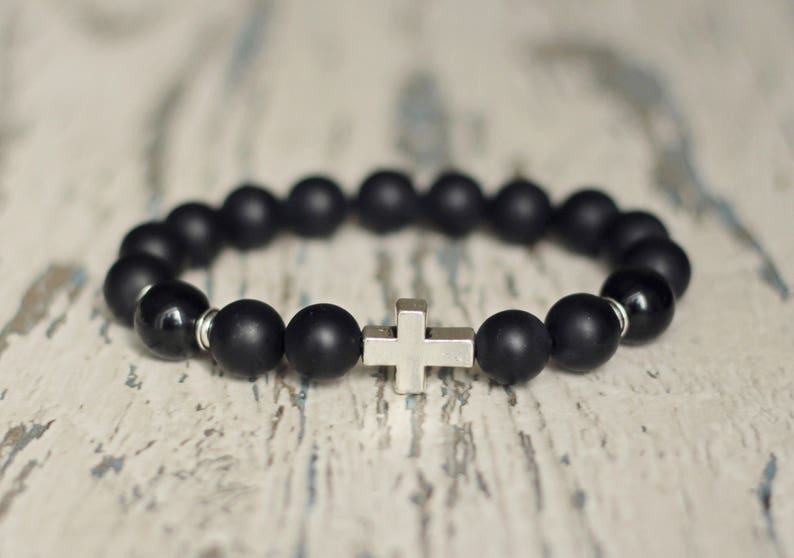Mens jewelry cross Bracelet Gift under 30 christian layering bra