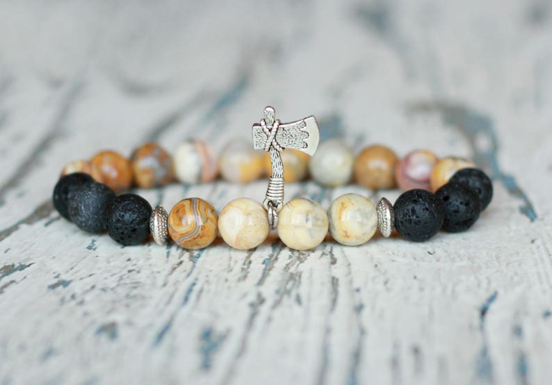 viking bracelet axe charm slavic amulet ax bracelet Nordic Jewelry Viking mens scandinavian Thor warrior bracelet agate beads Odin axe