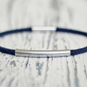 custom bracelets for women personalized gift for mom braided engraved jewelry quote thin bangle friendship distance blue cord bracelet Dark blue