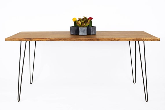 Dark Oak Table Contemporary Dining Furniture Hairpin Legs Etsy