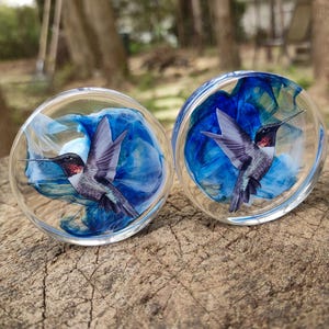 Hummingbird Ear Plugs, Gauges For Stretched Ears. Double Flared. 1 pair.