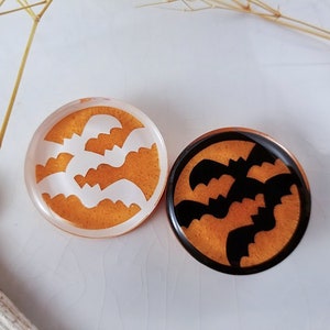 Halloween Bats  Ear Plugs/ Gauges For Stretched Ears. Double Flared. 1 pair. Choose both black/ white or 1 of each.