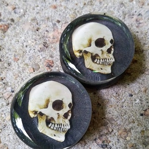Clearview Skull Layered Handmade Plugs/ Gauges. Double Flared. 1 pair.
