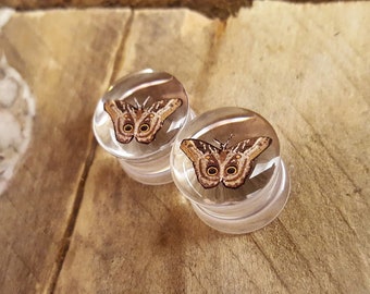 Clear Moth Ear Plugs/ Gauges For Stretched Ears. Double Flared. 1 pair.