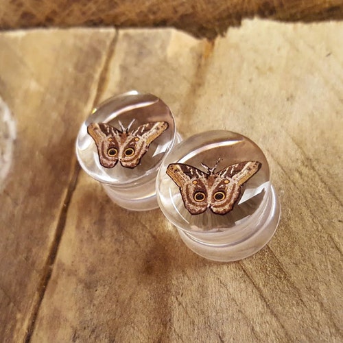 Clear Blue Butterfly Ear Plugs/ Gauges for Stretched Ears. Etsy