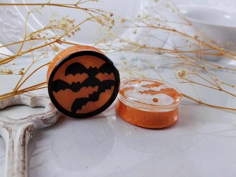 Halloween Bats Ear Plugs/ Gauges for Stretched Ears. Double Etsy