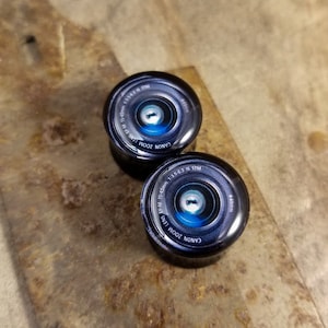 Camera Lens Ear Plugs/ Gauges For Stretched Ears. Double Flared. 1 pair.