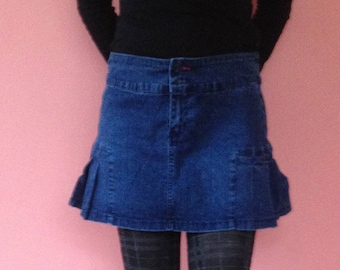 Gonna in denim vintage TOMMY Hilfiger, realizzata a Macao, minigonna, gonna corta in jeans. Gonna in denim da donna. Taglia S/M. SPEDIZIONE GRATUITA