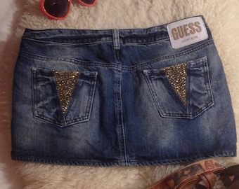 Gonna originale in denim vintage Guess Luxury Jeans, minigonna, gonna corta in jeans. Gonna da festa. Gonna in denim da donna. Taglia 26. SPEDIZIONE GRATUITA