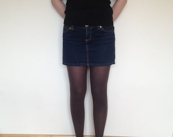 Spedizione gratuita!!! Gonna in denim vintage, minigonna, gonna corta in jeans. Gonna da festa. Gonna in denim da donna. Taglia XS-S, UK6, EU 34-36, US 2-4)