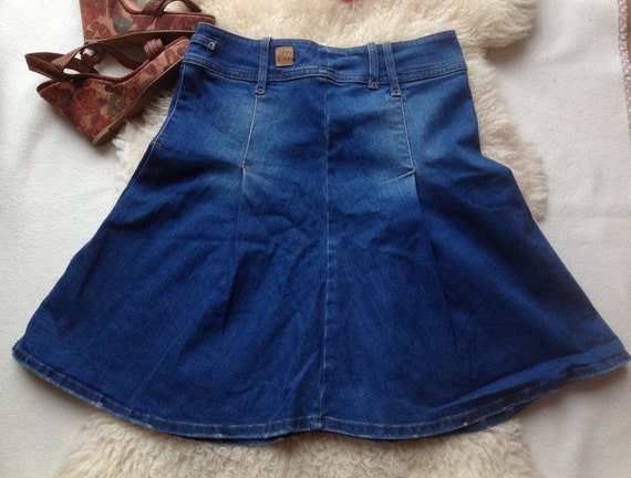 blue jeans skirts knee length