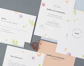 Luxury Wedding Invitation, Floral Wedding Invitation, Modern Wedding Invitation Set, Pastel Wedding Invitation, Summer Wedding Invitation