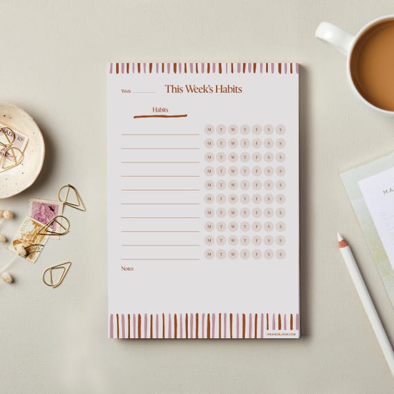 Habit Tracker Notepad | Productivity & Self-Care Tracker | Daily, Weekly and Monthly Habit Tracker Notepad  | A5 Habit Tracker | Wellness