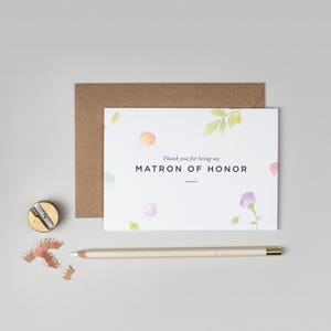 Danke Matrone der Ehre Karte/Amelia Matrone der Ehre Karte/Matrone der Ehre/Blumen Matrone der Ehre Karte/Aquarell Matrone der Ehre Karte