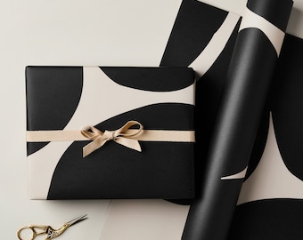 Schwarze und cremefarbene Geschenkverpackung, 2 Bögen, moderne Geschenkverpackung, Luxuspapier, nachhaltige Geschenkverpackung, Luxus-Geschenkverpackung, abstrakte Geschenkverpackung