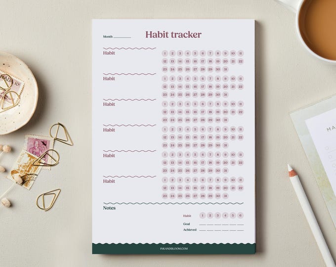 Habit Tracker Notepad | Productivity & Self-care Tracker | Daily ...