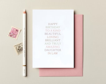 Belle-fille de joyeux anniversaire, carte d'anniversaire de belle-fille, meilleure carte d'anniversaire de belle-fille, jolie carte d'anniversaire de belle-fille
