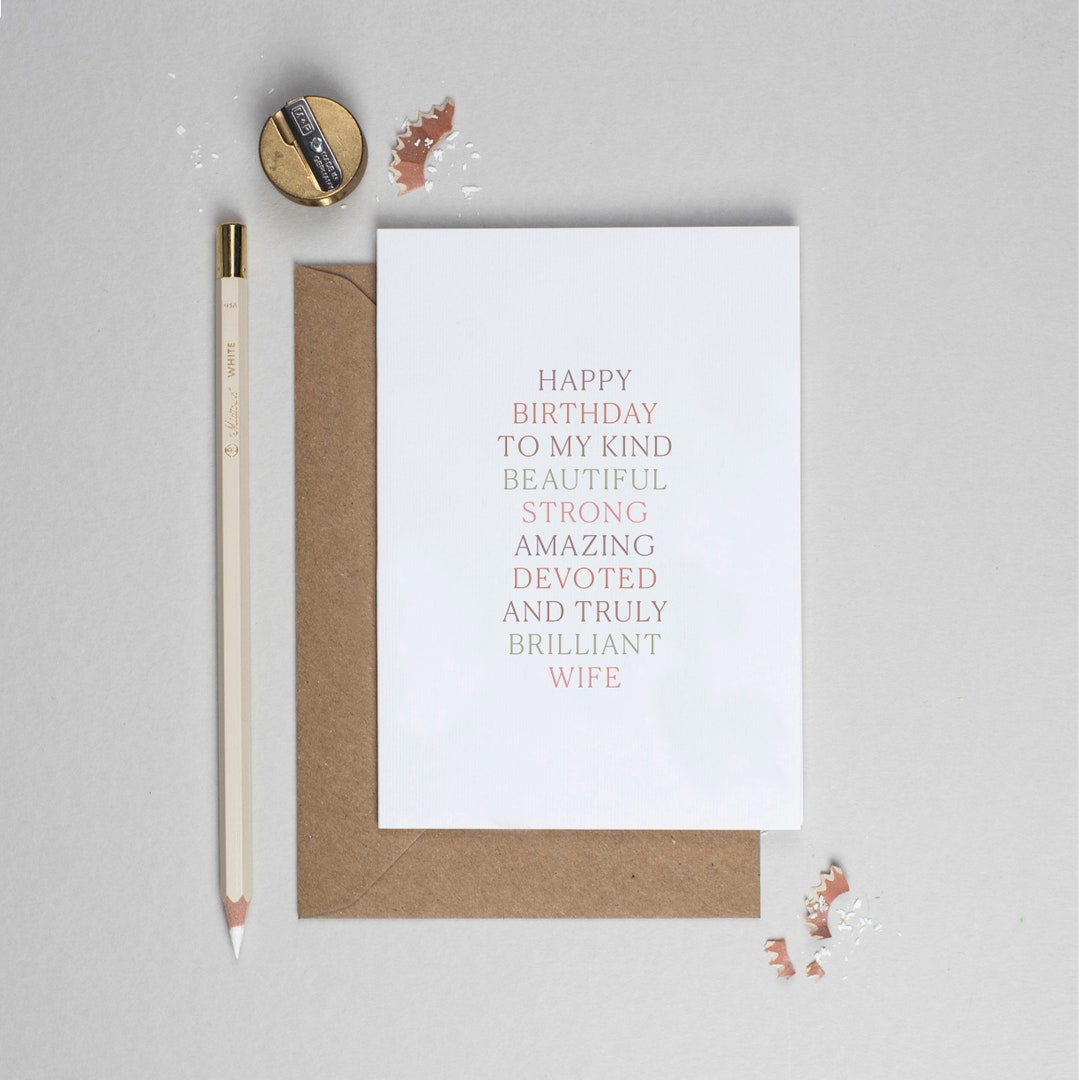 Happy Birthday Wife Wife Birthday Card to My Wife Birthday - Etsy