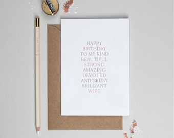 Happy birthday wife, Wife birthday card, To my wife birthday card, best wife birthday card, cute wife birthday card, brilliant wife birthday