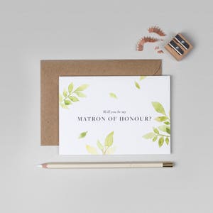 Serez-vous ma carte de matrone d'honneur/carte de matrone botanique d'honneur/carte de matrone florale d'honneur/carte de matrone d'honneur aquarelle