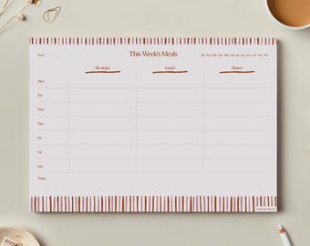 A4 Meal Planner Weekly Desk Pad, Meal Desk Planner, Meal Planner Notepad, Daily Meal Planner Notepad, Healthy Meal Desk Planner, New Home
