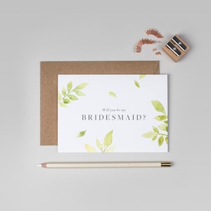 Willst du meine Brautjungfernkarte sein, botanische Brautjungfernkarte, Blumenbrautjungfernkarte, Aquarellbrautjungfernkarte, moderne Brautjungfernkarte