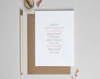 Happy anniversary card, Daughter and Son in Law anniversary card, Luxury anniversary card, Cute message anniversary card, Modern anniversary