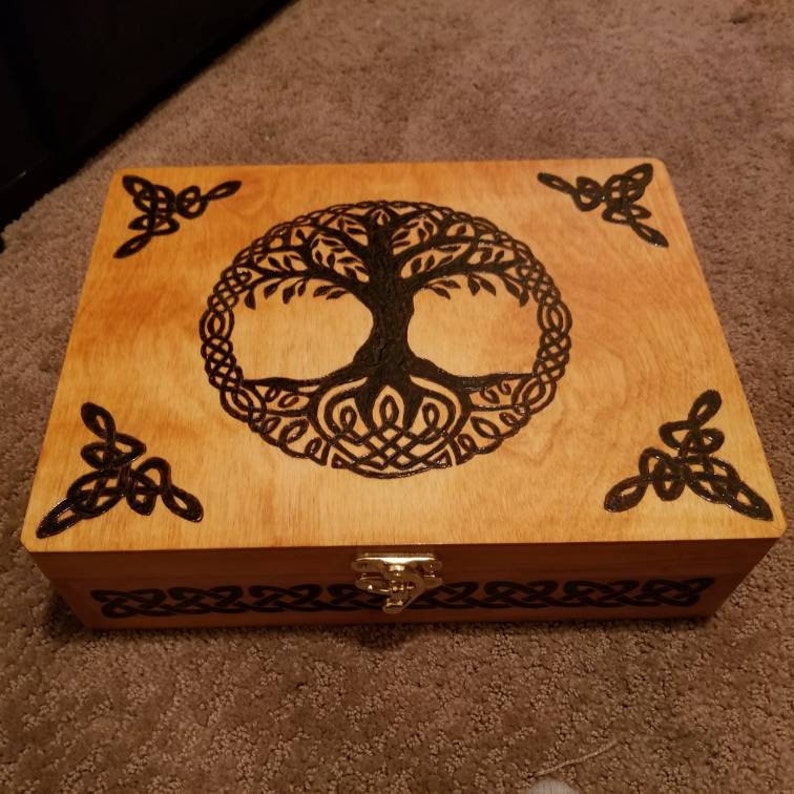 Custom Wood Burned Design Wood Box