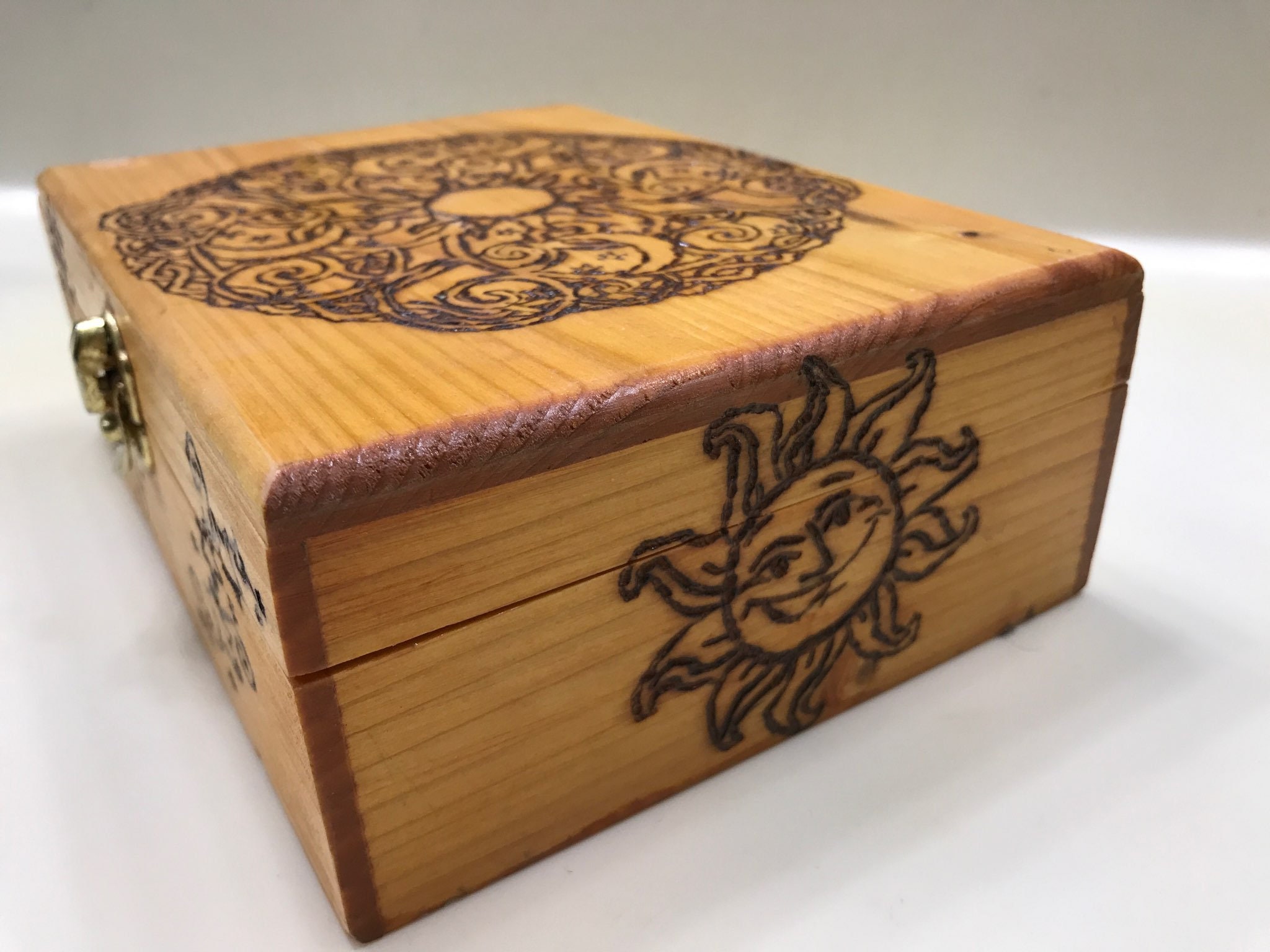 Sun Moon and Stars Box Wood Burning - Etsy