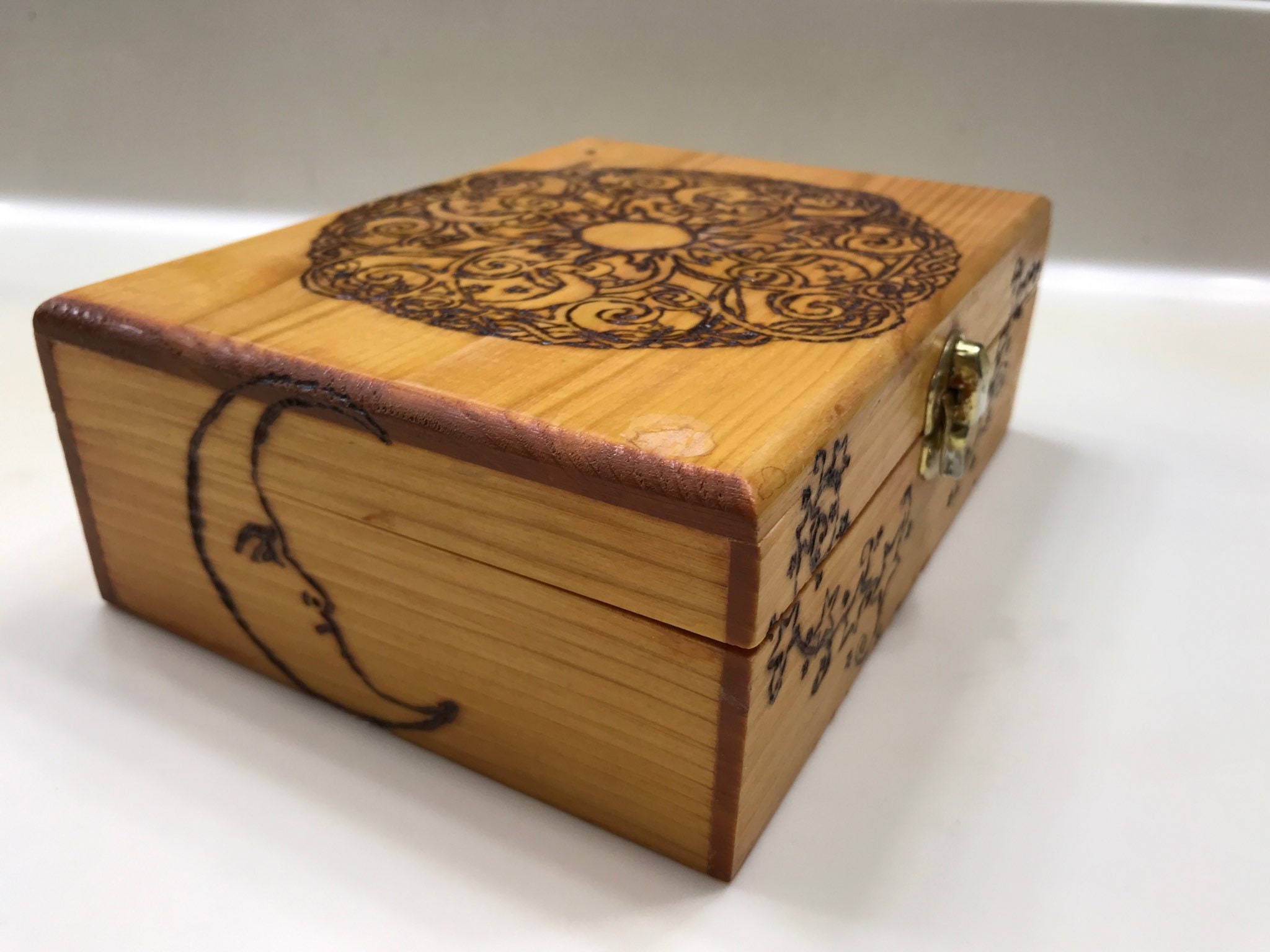 Sun Moon and Stars Box Wood Burning - Etsy